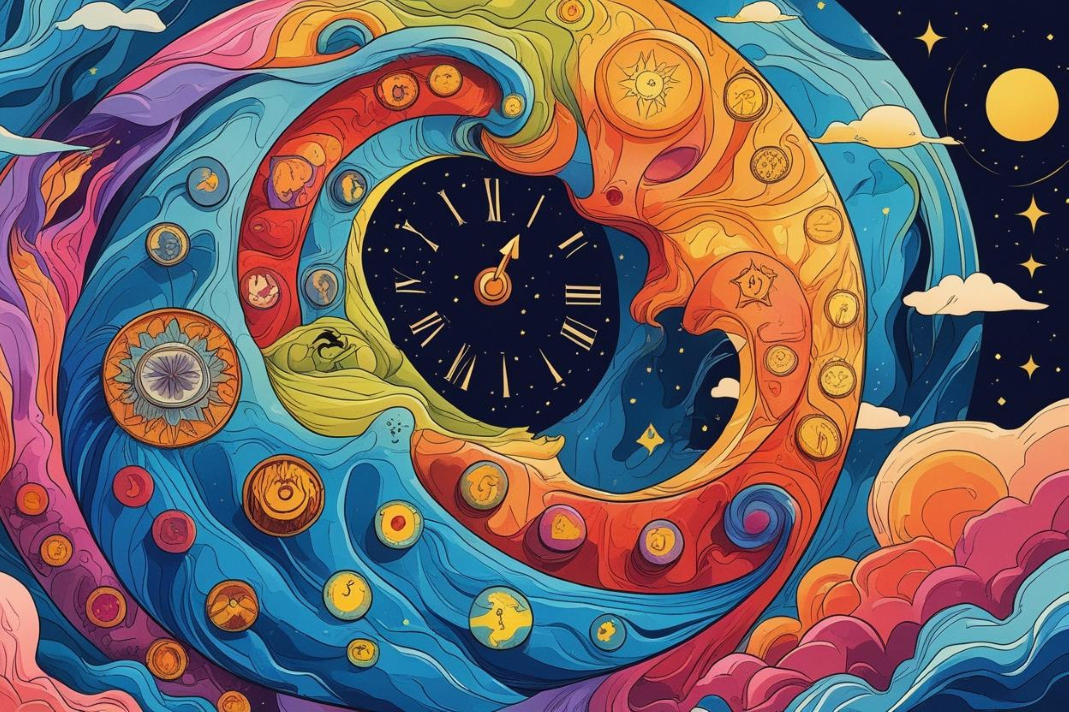 An illustrated cycle of the circadian rhythm